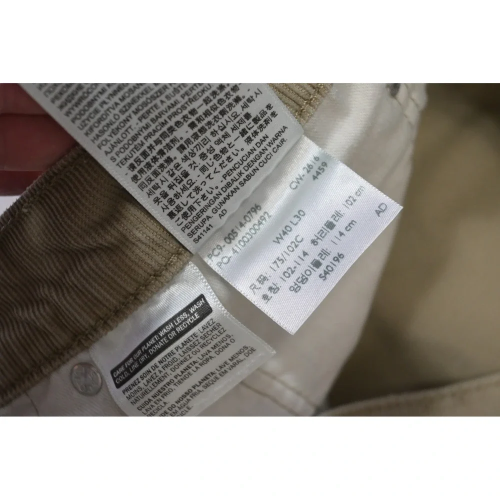 Levi's 514 Corduroy‎ Pants Mens W40 L30 Tan Straight Fit Stretch Excellent
